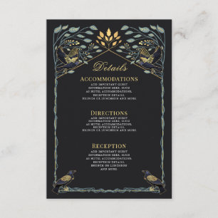 Carte D'accompagnement Détails du Mariage floral du corbeau gothique ench