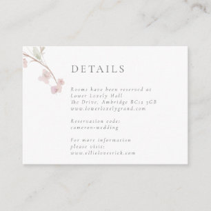 Carte D'accompagnement Détails du Mariage floral flush romantique