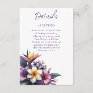 Carte D'accompagnement Détails du Mariage floral tropical -