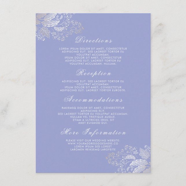 Carte D'accompagnement Détails du Mariage floral violet de lavande Insére (Devant)