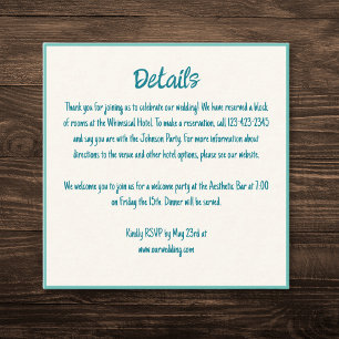 Carte D'accompagnement Détails du Mariage frontalier Wavy Whimsical manus