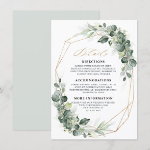 Carte D'accompagnement Détails du Mariage géométrique Eucalyptus Greenery
