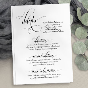 Carte D'accompagnement Détails du mariage Glorieuse Calligraphie Design s