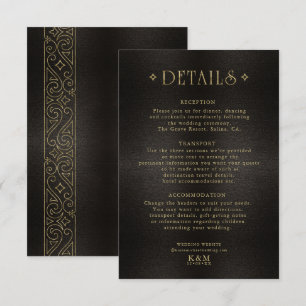 Carte D'accompagnement Détails du Mariage Gold Filigree Fine ID871