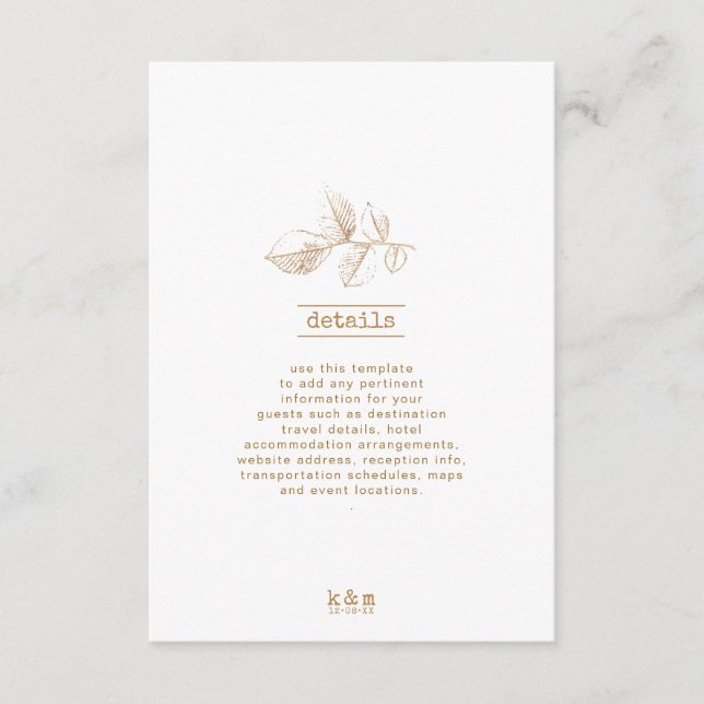 Carte D'accompagnement Détails du Mariage Golden Leaf 2 ID655 (Devant)