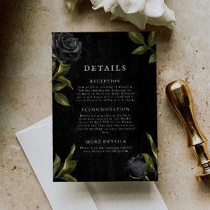 Carte D'accompagnement Détails du Mariage gothique noir floral