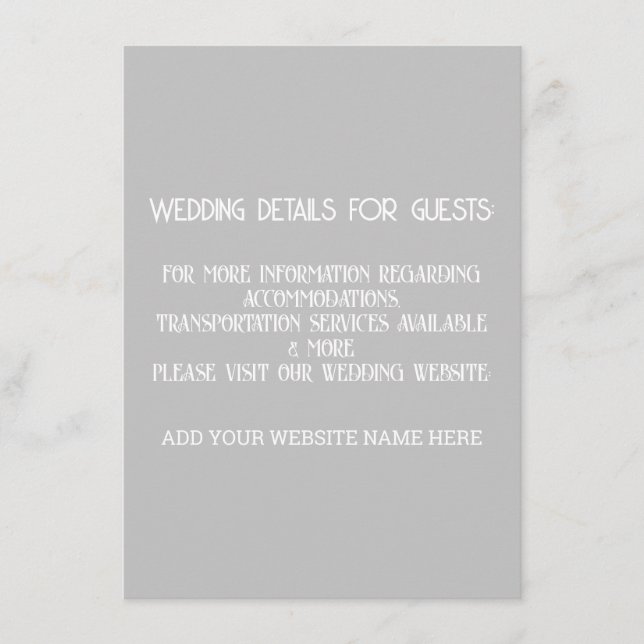 Carte D'accompagnement Détails du Mariage gris gris blanc pour les client (Devant)