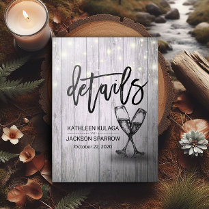 Carte D'accompagnement Détails du mariage Informations Lunettes de Champa