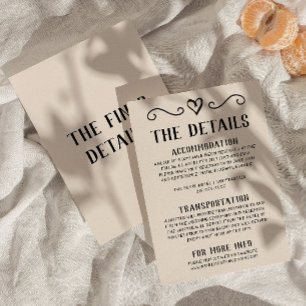 Carte D'accompagnement Détails du Mariage ironique dessiné à la main rétr