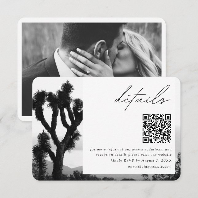 Carte D'accompagnement Détails du Mariage Joshua Tree Code QR RSVP (Devant / Derrière)
