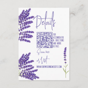 Carte D'accompagnement Détails du Mariage Lavender moderne Code QR