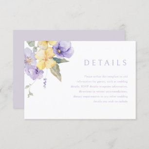 Carte D'accompagnement Détails du Mariage Lavender Purple & Sunshine