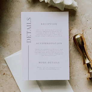 Carte D'accompagnement Détails du Mariage Lilac Line Clean