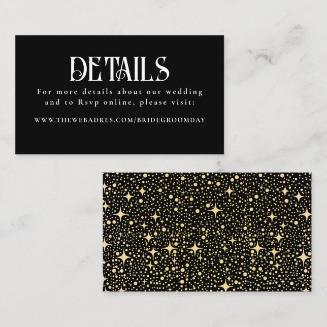 Carte D'accompagnement Détails du Mariage Mariage noir Stars (Devant / Derrière)