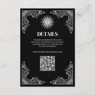 Carte D'accompagnement Détails du Mariage minimal de code QR noir