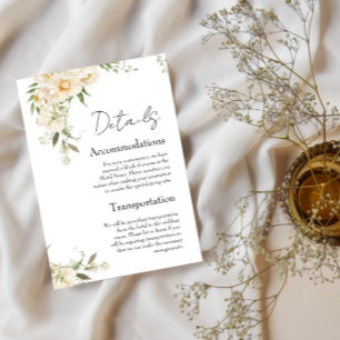 Carte D'accompagnement Détails du Mariage minimaliste Ivory Bliss