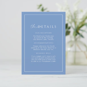 Carte D'accompagnement Détails du Mariage minimum bleu français Insérer