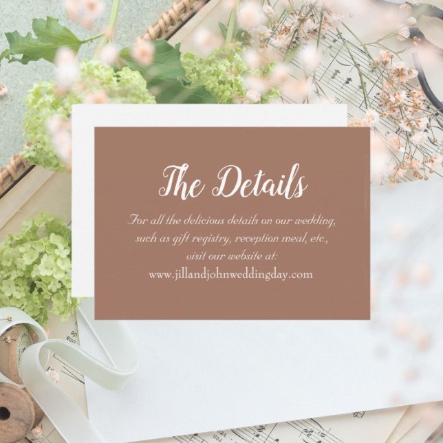 Carte D'accompagnement Détails du Mariage Mocha Simple Style (In Situ Wedding)