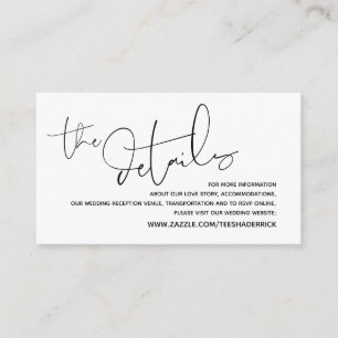 Carte D'accompagnement Détails du Mariage moderne, RSVP en ligne