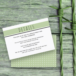 Carte D'accompagnement Détails du mariage moderne vert sauge