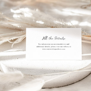 Carte D'accompagnement Détails du Mariage noir et blanc manuscrit
