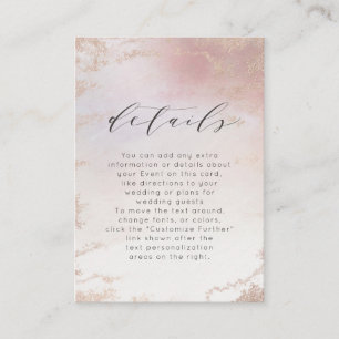 Carte D'accompagnement Détails du Mariage Ombre Blush Pink Frosted Foil
