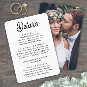 Carte D'accompagnement Détails du Mariage • Photo et Écriture Rétro Éléga