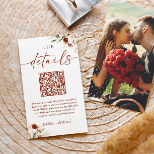 Carte D'accompagnement Détails du Mariage photo floral séché à l'automne