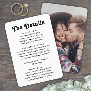 Carte D'accompagnement Détails du Mariage • Photo & Typographie Rétro Sim