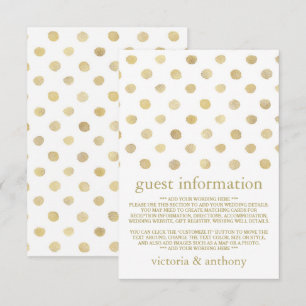 Carte D'accompagnement Détails du Mariage Pois moderne White & Gold