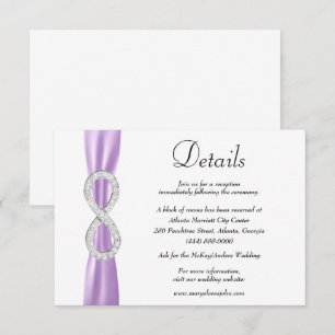 Carte D'accompagnement Détails du Mariage Purple Ribbon Diamond Infinity
