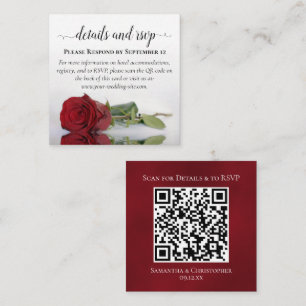 Carte D'accompagnement Détails du Mariage Red Rose & RSVP Code QR en lign