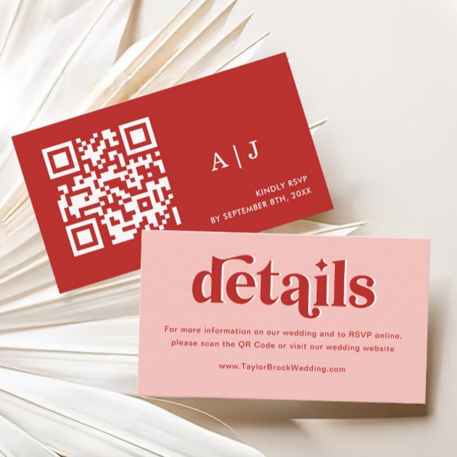 Carte D'accompagnement Détails du Mariage rouge et rose (Créateur téléchargé)