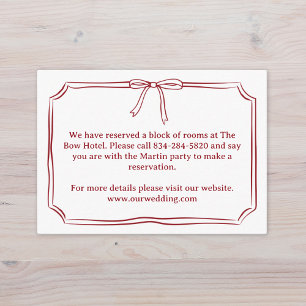 Carte D'accompagnement Détails du Mariage rouge pour Crimson à la main él