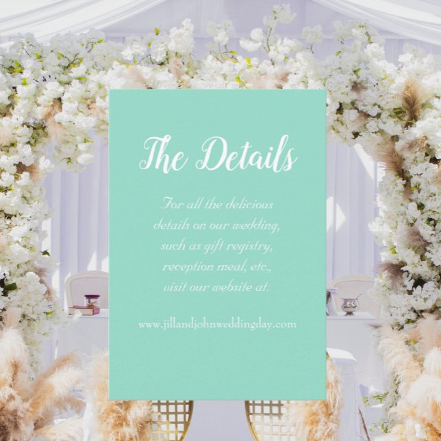 Carte D'accompagnement Détails du Mariage Seafoam Style simple (In Situ Wedding)