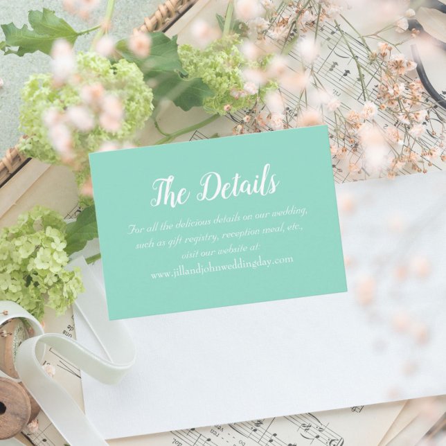 Carte D'accompagnement Détails du Mariage Seafoam Style simple (In Situ Wedding)
