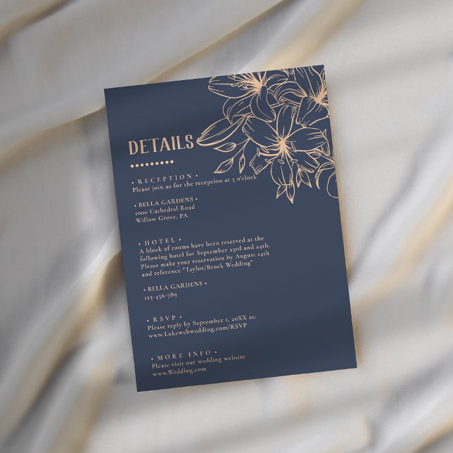 Carte D'accompagnement Détails du mariage soft bleu foncé (Créateur téléchargé)