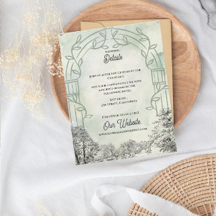 Carte D'accompagnement Détails du mariage sous l'arche de jardin vert sau