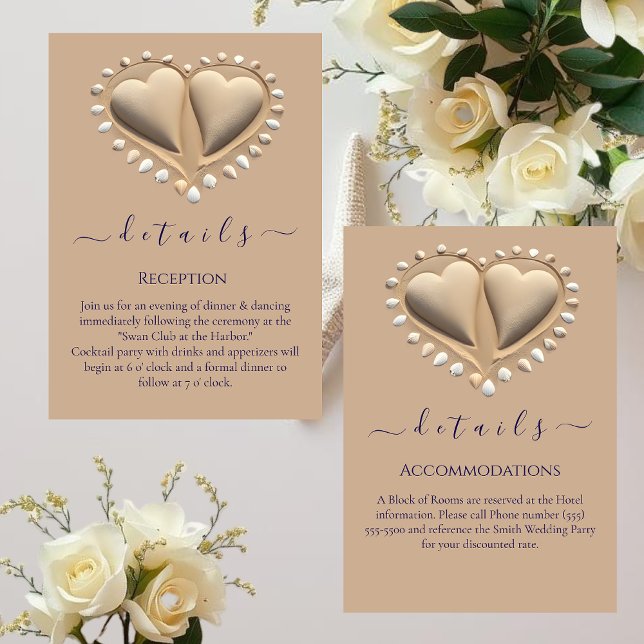 Carte D'accompagnement Détails du mariage sur la plage (Beach Wedding Details Enclosure Card Reception and Accommodation Detail Card)