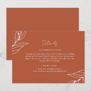 Carte D'accompagnement Détails du Mariage Tropical Bohème Rust