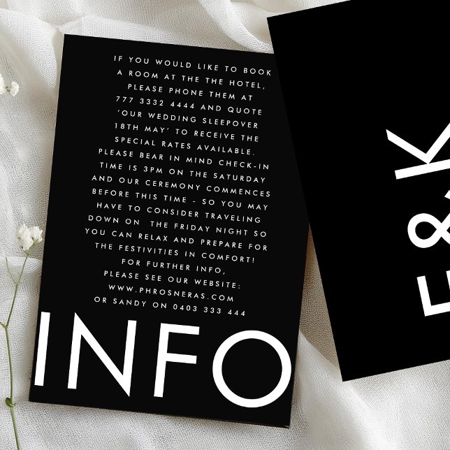 Carte D'accompagnement Détails du Mariage Ultra Modern Bold Big Monogram (Créateur téléchargé)