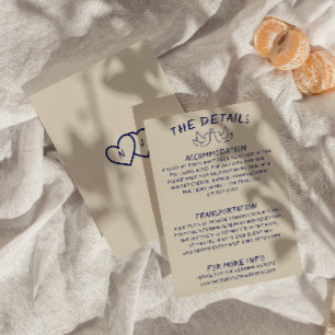 Carte D'accompagnement Détails du Mariage unique rétro dessiné à la main