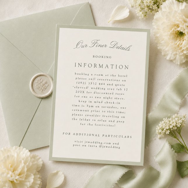 Carte D'accompagnement Détails du mariage vert pistache (Créateur téléchargé)
