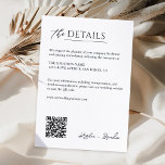 Carte D'accompagnement Détails du Mariage vertical minimaliste QR Code mo<br><div class="desc">Customisez cette "Modern Minimalist Mariage Details QR Code Insert Card" avec vos propres informations de mariage. Il est facile de personnaliser pour correspondre à vos couleurs,  styles et thèmes mariages. Si vous préférez les papiers plus épais / Finition mat,  vous pouvez choisir le type de papier mat.</div>