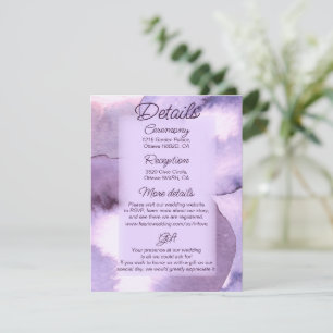 Carte D'accompagnement Détails du mariage violet lavande violet