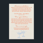 Carte D'accompagnement Détails du Mariage Whimsical Peint à la main<br><div class="desc">Informations sur les clients, mariage orange bleu orange, sobre et élégante. Comme vous le voyez, il a crémeux arrière - plan et orangé écrit à la main de la mise en page de texte fantaisiste. Et des lunettes de champagne peintes à la main bleu ciel. Toutes les informations sont personnalisables...</div>