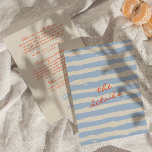 Carte D'accompagnement Détails du Mariage Whimsical Peint à la main<br><div class="desc">Informations sur les clients, mariage orange bleu orange, sobre et élégante. Comme vous le voyez, il a crémeux arrière - plan et orangé écrit à la main de la mise en page de texte fantaisiste. Et des lunettes de champagne peintes à la main bleu ciel. Toutes les informations sont personnalisables...</div>