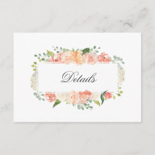 Carte D'accompagnement Détails du motif floral feminin rose et bracelet
