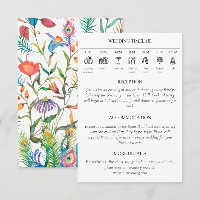 Carte D'accompagnement Détails du scénario Mariage floral (Devant / Derrière)