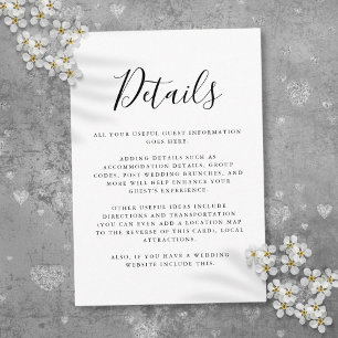 Carte D'accompagnement Détails du script d'informations sur les invités n